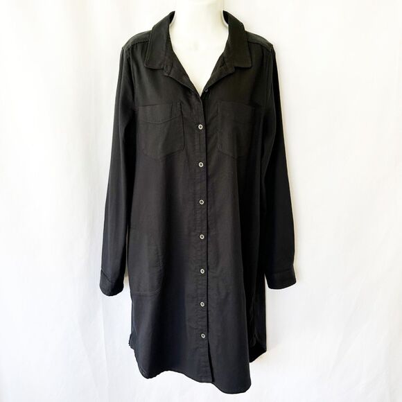 NWOT PrAna Yarrow Organic Cotton Hemp Blend Shirt Dress (XL) in Black - Picture 3 of 16